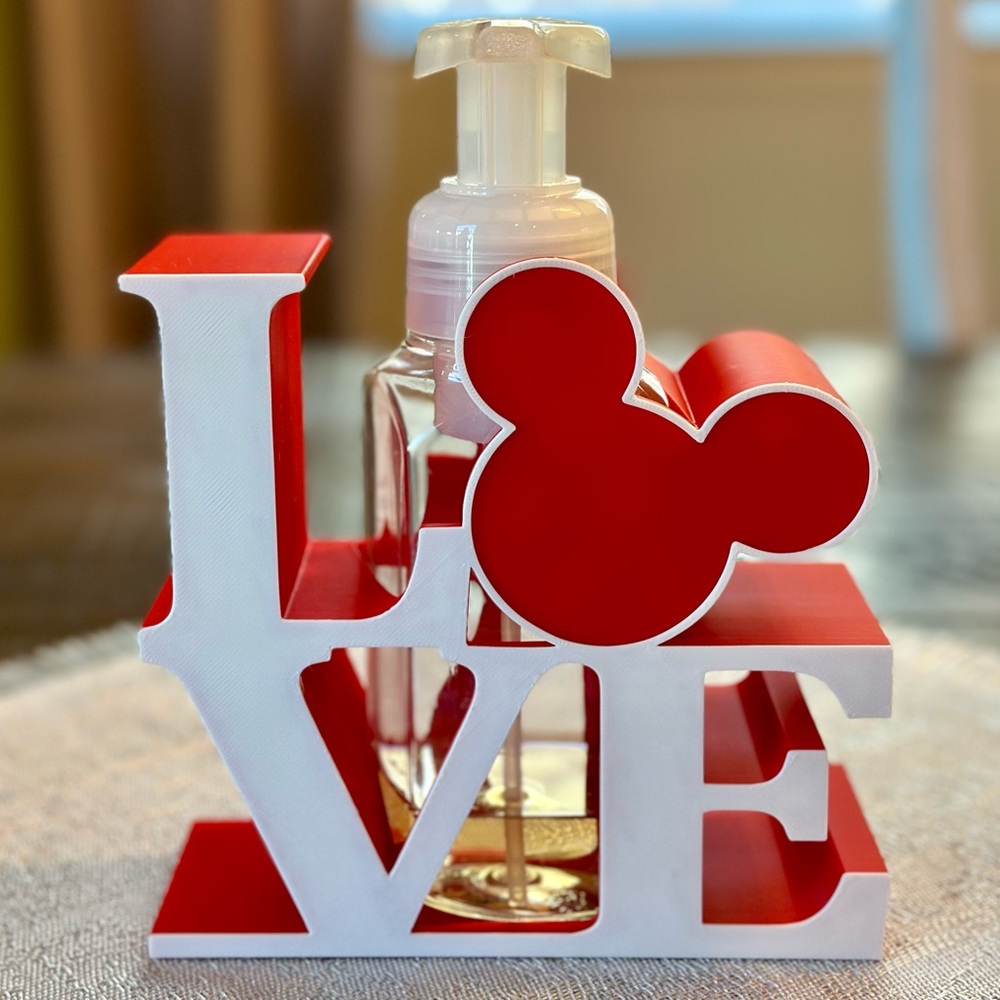 Disney Mickey Mouse LOVE Soap Holder for Bath & Body Works Bottles
